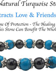 turquoise and hematite magnetic therapy bracelet for women natural pain relief for arthritis joint pain carpal tunnel relief menopause symptoms hot flushes best gift for women and ladies plus gift box