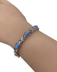 Helena Rose Ladies Magnetic Bracelet for Women - Blue Cats Eye Gem Stones - Fits Wrists Up to 18.5 cm Fully Adjustable - Plus Jewellery Gift Box