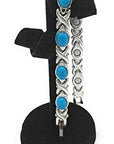 Helena Rose Ladies Magnetic Bracelet for Women - Natural Blue Turquoise Howlite Gemstone Link Bangle with Magnets - Fits Wrists Up to 18cm Adjustable - with Jewellery Gift Box