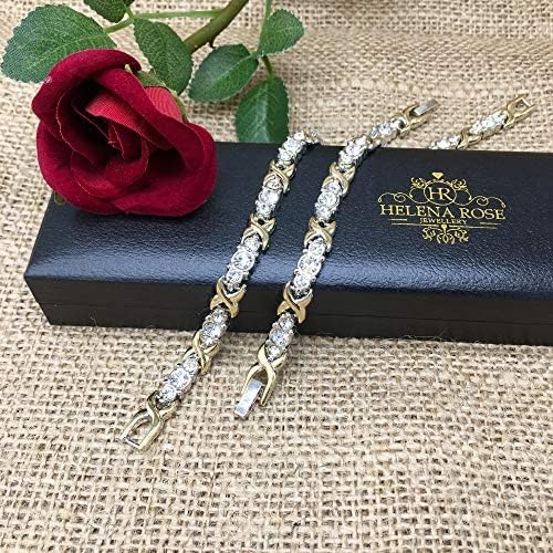 Helena Rose Ladies Magnetic Therapy Bracelet for Women Arthritis - Rhinestone Crystals - Womens Bracelets Fits Wrists up to 18.5cm - Plus Jewellery Gift Box