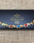 Helena Rose Ladies Magnetic Bracelet for Women - Multi Coloured Natural Gem Stones Turquoise Green Aventurine Carnelian - Fits Wrists 17.5cm Adjustable - with Jewellery Gift Box