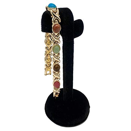 Ladies Magnetic Therapy Bracelet for Women with Natural Semi-Precious Stones - Fits Wrists Up to 18.5cm Adjustable - with Jewellery Gift Box