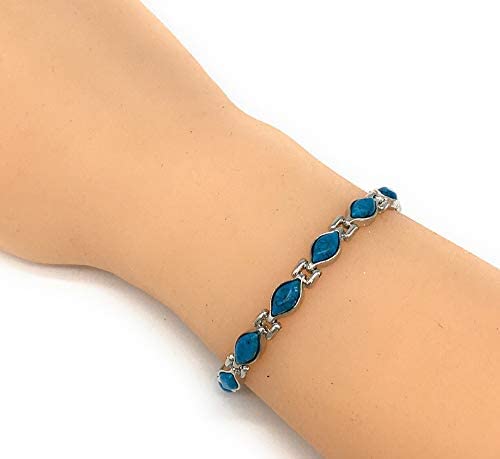 Ladies Magnetic Bracelet for Women Turquoise Blue Gem Stones &amp; Jewellery Gift Box