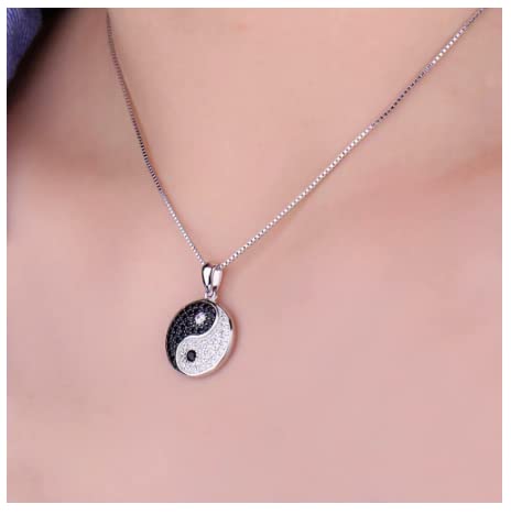 Womens Designer 925 Sterling Silver Yin Yang Jewellery - With Cubic Zirconia Crystals - Spiritual Boho Style - With Jewellery Gift Box.