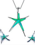 Starfish Jewellery gift set for women. Starfish design pendant necklace with enamel inlay & matching earrings. With Gift Box-