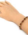 Helena Rose Ladies Magnetic Bracelet for Women - Natural Brown Goldstone Gems - Fits Wrists Up to 7.5" Fully Adjustable - Plus Jewellery Gift Box