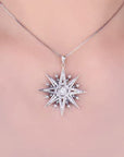 Ladies Sterling Silver North Star Necklace Pendant for Women - With Jewellery Gift Box. (Silver)