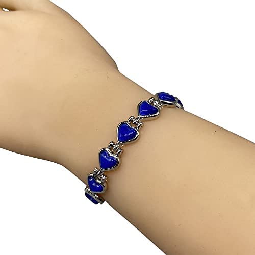 Helena Rose Ladies Blue Cats Eye Heart Shaped Magnetic Therapy Bracelet for Women - Valentine Jewellery for Females - with Gift Box