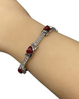 Magnetic Bracelet for Women - Natural Red Agate Gem Stone Hearts Design. - Fits Wrist Up to 18.5cm - Supplied with Jewellery Gift Box