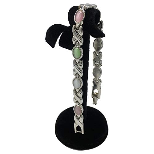 Helena Rose Ladies Magnetic Therapy Bracelet for Women - Multi Coloured Cats Eye Gem Stones - Fits Wrists Up to 18.5cm Adjustable - with Jewellery Gift Box?