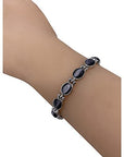Helena Rose Ladies Magnetic Bracelet for Women - Black Semi Precious Cats Eye Stones - Fits Wrists Up to 18.5cm Adjustable Size - Presented in a Jewellery Gift Box