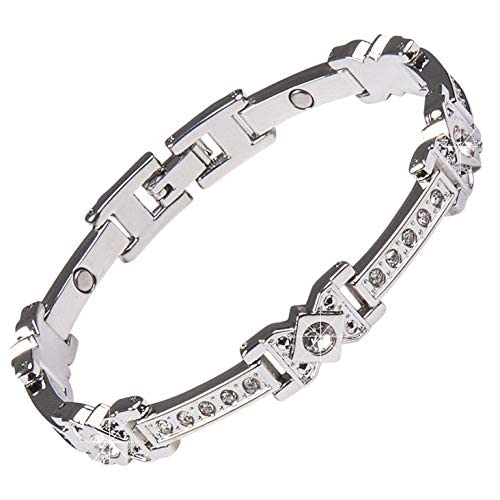 Ladies Magnetic Bracelet for Women. Clear Rhinestone Crystal &amp; Jewellery Gift Box