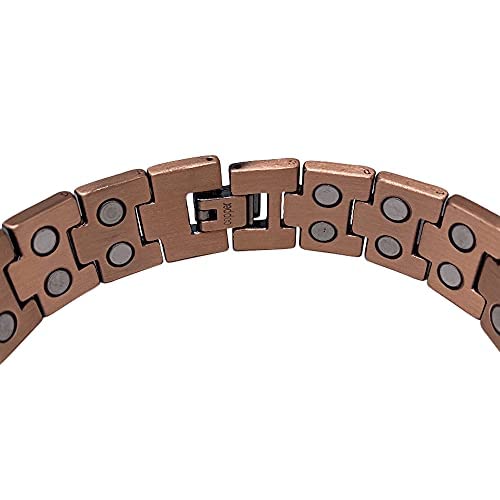 Magnetic Therapy Copper Bracelet for Men - Double Strength - 36 High Strength Magnets - 22cm Adjustable Length - with Jewellery Gift Box.