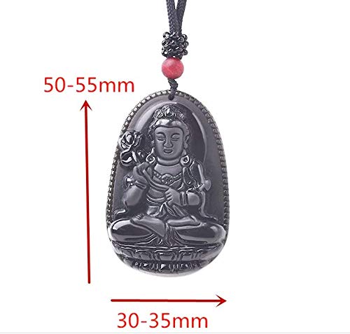 Black Obsidian Stone Crystal Buddha Pendant Necklace for Men &amp; Women in Jewellery Gift Box