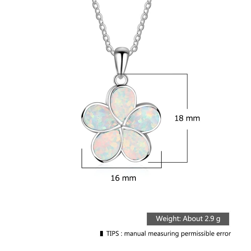 Ladies Flower Design Opal Jewellery Set For Women, Necklace Pendant &amp; Drop Earrings, Enamel &amp; Silver Plated Matching Flower Design with Gift Box