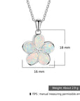 Ladies Flower Design Opal Jewellery Set For Women, Necklace Pendant & Drop Earrings, Enamel & Silver Plated Matching Flower Design with Gift Box