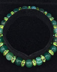 Helena Rose Ladies Spiritual Bracelet for Women- Gorgeous Green Agate Gemstones & Sparkling Green Rhinestone Crystals - Woman's Stretch Bracelet - Plus Jewellery Gift Box
