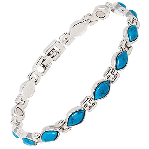 Ladies Magnetic Bracelet for Women Turquoise Blue Gem Stones &amp; Jewellery Gift Box