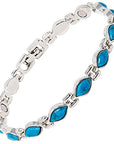Ladies Magnetic Bracelet for Women Turquoise Blue Gem Stones & Jewellery Gift Box