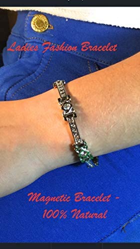 Ladies Magnetic Bracelet for Women. Clear Rhinestone Crystal &amp; Jewellery Gift Box