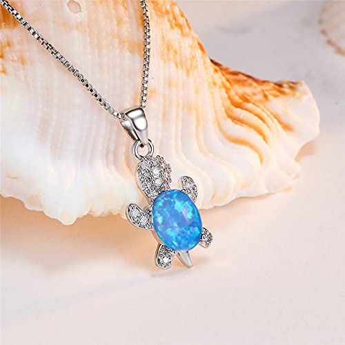 Cute Turtle Jewellery Set - Matching Necklace Pendant &amp; Earrings For Ladies - Glittering Opal &amp; Crystal - With Gift Box