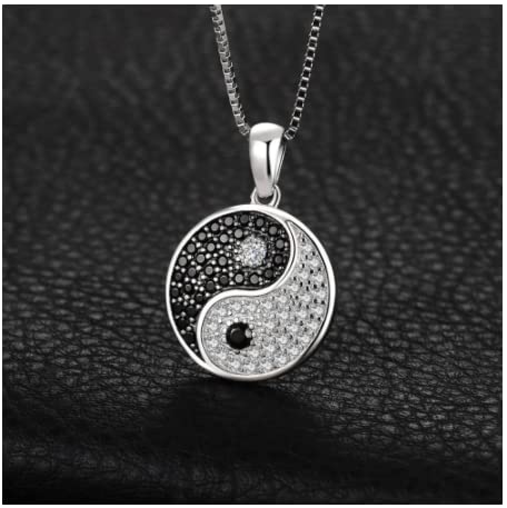 Womens Designer 925 Sterling Silver Yin Yang Jewellery - With Cubic Zirconia Crystals - Spiritual Boho Style - With Jewellery Gift Box.