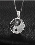 Womens Designer 925 Sterling Silver Yin Yang Jewellery - With Cubic Zirconia Crystals - Spiritual Boho Style - With Jewellery Gift Box.
