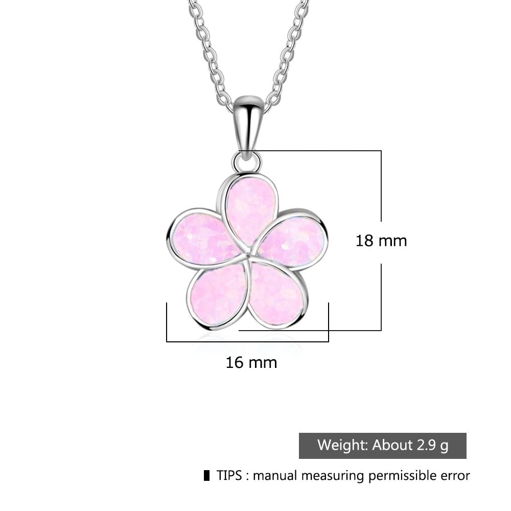 Ladies Flower Design Opal Jewellery Set For Women, Necklace Pendant &amp; Drop Earrings, Enamel &amp; Silver Plated Matching Flower Design with Gift Box