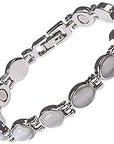 Helena Rose Ladies Magnetic Bracelet for Women - Semi Precious Grey Luminous Cats Eye Stones - Fits Wrists Up To 17.5cm Fully Adjustable Size - Presented in a Jewellery Gift Box