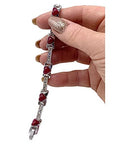 Magnetic Bracelet for Women - Natural Red Agate Gem Stone Hearts Design. - Fits Wrist Up to 18.5cm - Supplied with Jewellery Gift Box