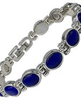 Helena Rose Ladies Magnetic Bracelet for Women with Royal Blue Cats Eye Semi-Precious Stones - Fits Wrists up to 17.5 Adjustable - Plus Jewellery Gift Box