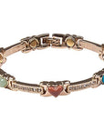 Womens Magnetic Therapy Bracelet, Heart Gemstones & Jewellery Gift Box