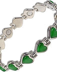 Helena Rose Ladies Green Cats Eye Heart Shaped Magnetic Bracelet for Women - Fits Wrists Up to 17.5cm Adjustable - with Jewellery Gift Box