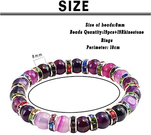 Helena Rose Ladies Stretch Bracelet for Women - Gorgeous Purple Natural Agate Beads &amp; Sparkling Rhinestone Diamante Crystals - Woman&#39;s Spiritual Fashion Bracelet with Jewellery Gift Box