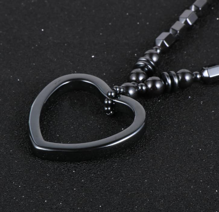 Natural Hematite Beaded Pendant Necklace for Men Women with Jewellery Gift Box