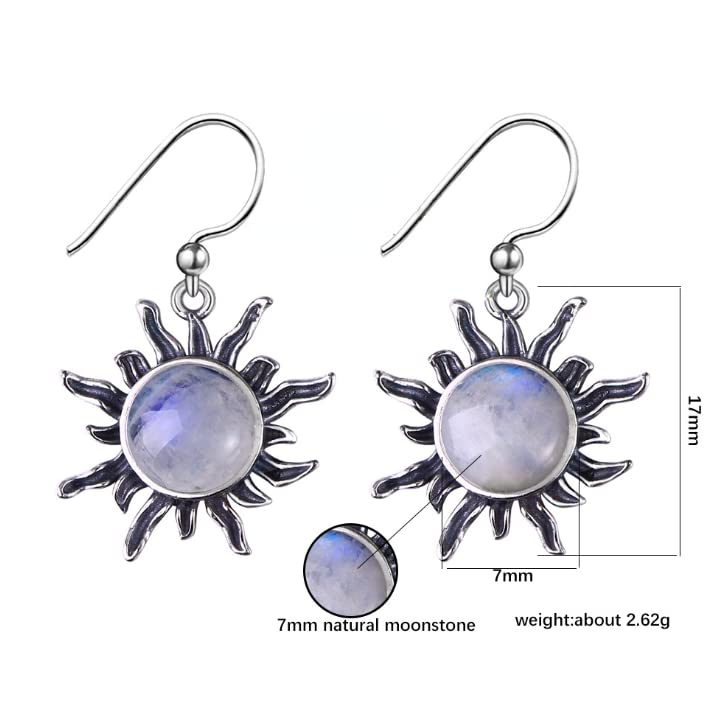 Womens Matching Jewellery Set - 925 Sterling Silver Flaming Sun Pendant Necklace &amp; Earrings for Ladies with Jewellery Gift Box
