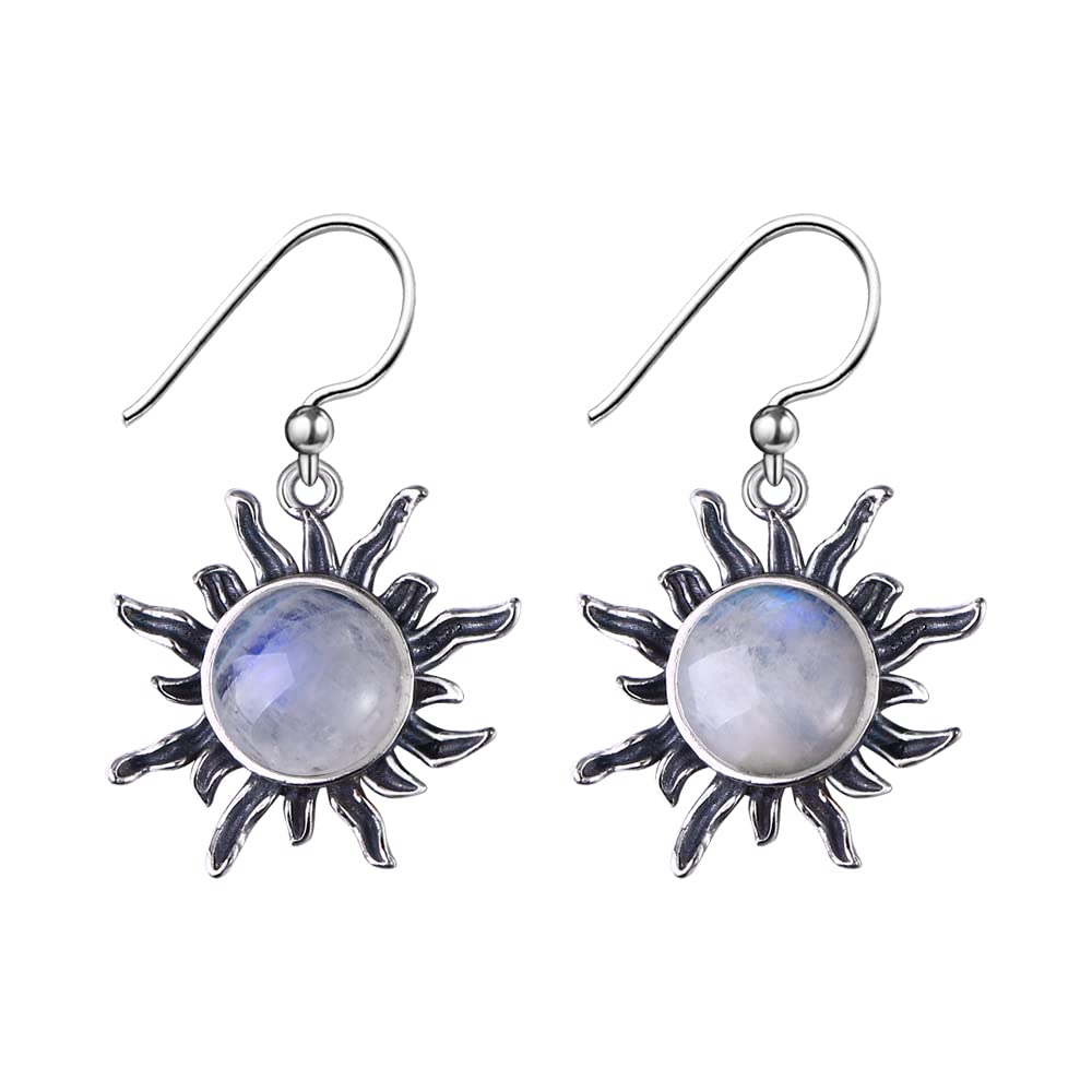 Womens Matching Jewellery Set - 925 Sterling Silver Flaming Sun Pendant Necklace &amp; Earrings for Ladies with Jewellery Gift Box