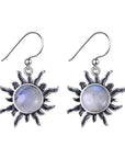 Womens Matching Jewellery Set - 925 Sterling Silver Flaming Sun Pendant Necklace & Earrings for Ladies with Jewellery Gift Box