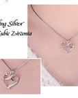 Ladies 925 Sterling Silver Infinity Heart Necklace Set With Cubic Zirconia Stones - Includes 45cm 925 Silver Box Chain and Jewellery Gift Box.