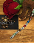 Helena Rose Ladies Magnetic Bracelet for Women - Semi-Precious Blue Red Green Gemstones - Fits Wrists Up Tp 7.5" Size Fully Adjustable - Plus Jewellery Gift Box