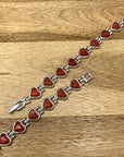 Ladies Magnetic Valentine Bracelet for Women with Red Heart Natural Polished Agate Gemstones - Fits Wrists up to 18 cm 7.0 inches Adjustable - with A Jewellery Gift Box