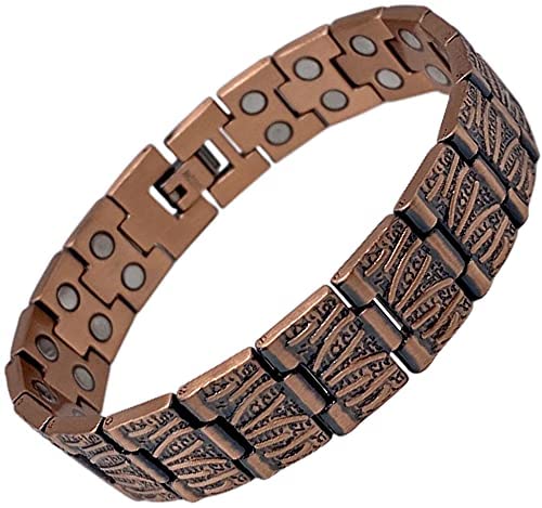 Magnetic Therapy Copper Bracelet for Men - Double Strength - 36 High Strength Magnets - 22cm Adjustable Length - with Jewellery Gift Box.