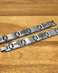 Helena Rose Magnetic Bracelet for Men - Fathers Day Gift - Celtic Knots Gunmetal Grey Colour - 21cm Length Adjustable - Plus Jewellery Gift Box