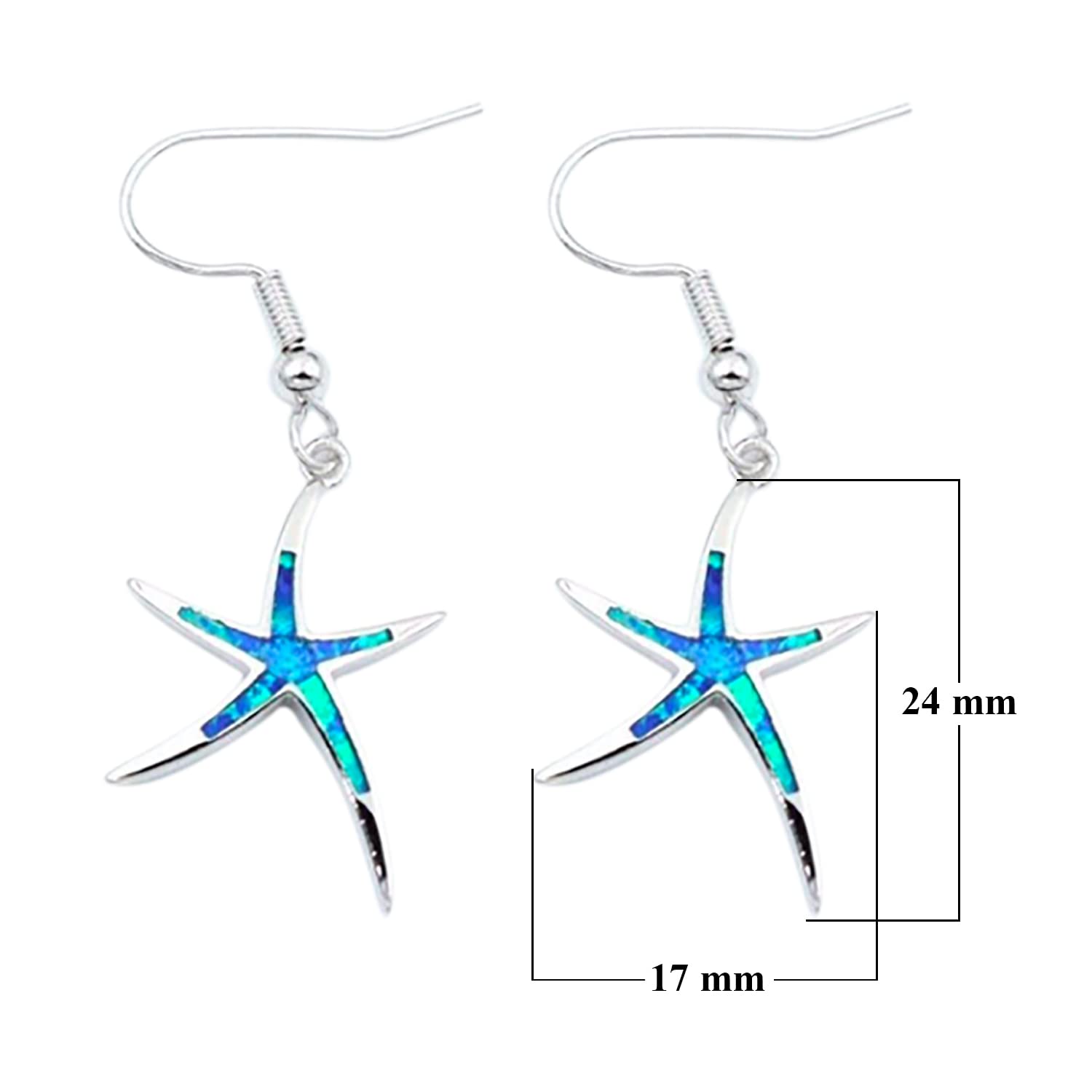 Starfish Jewellery gift set for women. Starfish design pendant necklace with enamel inlay &amp; matching earrings. With Gift Box-