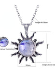 Womens Matching Jewellery Set - 925 Sterling Silver Flaming Sun Pendant Necklace & Earrings for Ladies with Jewellery Gift Box