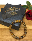 Helena Rose Ladies Bracelet for Women- Natural Tigers Eye Semi Precious Stones & Sparkling Rhinestone Golden Crystals - Woman's Spiritual Bangle with Jewellery Gift Box