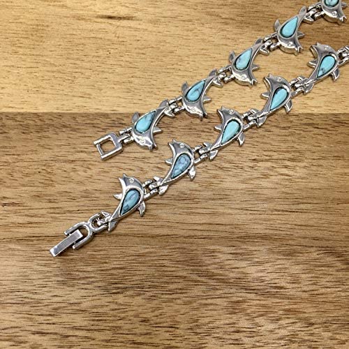 Helena Rose Womens Magnetic Bracelet - Blue Turquoise Gemstone Dolphin Jewellery