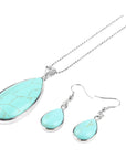 Ladies Matching Jewellery Set for Women - Teardrop Design Necklace Pendant & Drop Earrings - With Jewellery Gift Box