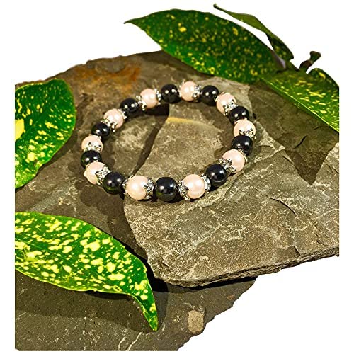 Pink Pearl &amp; Hematite Magnetic Therapy Bracelet for Women &amp; Jewellery Gift Box