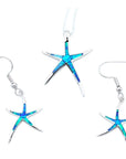 Starfish Jewellery gift set for women. Starfish design pendant necklace with enamel inlay & matching earrings. With Gift Box-